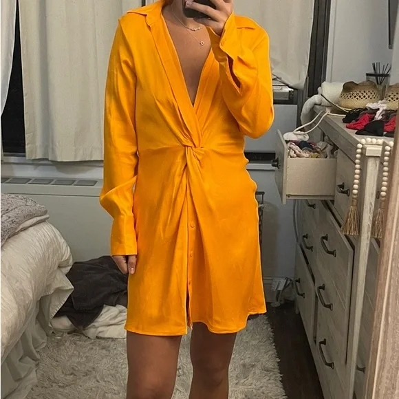 Zara Dresses Orange Satin Zara Dress Poshmark